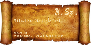 Mihalko Szilárd névjegykártya